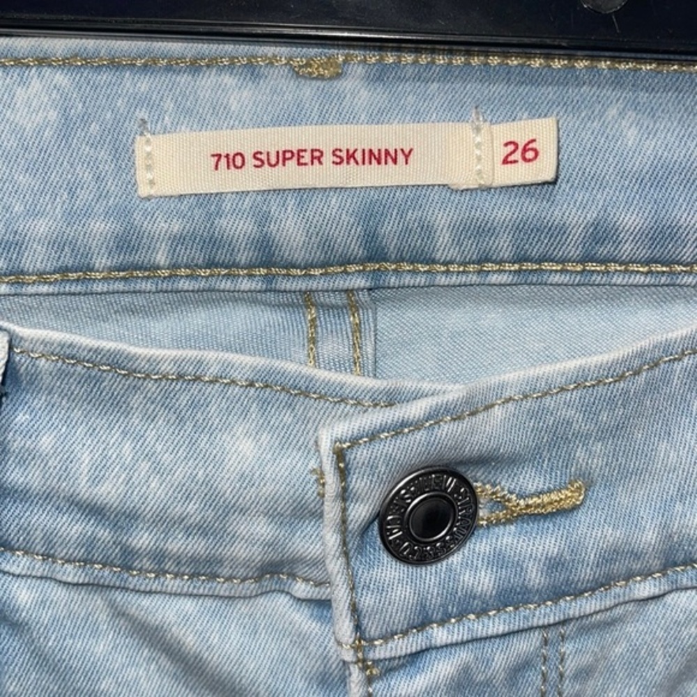 Levi's 710 Super Skinny Light Wash Denim Jeans Size 26 Bleached Rare EUC. - Picture 4 of 5